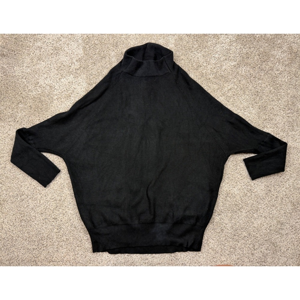 Bluivy Black Mock Neck Batwing Sleeve Ribbed Knit Sweater Womens Size SM - Picture 6 of 6